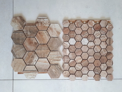 Malla Revestimiento Ceramica de 27x32cm hexágonos de 34mm color simil madera - comprar online