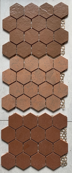 Malla Revestimiento Ceramica Hexagono 70mm Colonial Rojizo