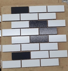 Revestimiento Ceramica Ladrillo Brick 3x8cm MALLA 27.5x29cm BLANCO O NEGRO - Mosaico BA