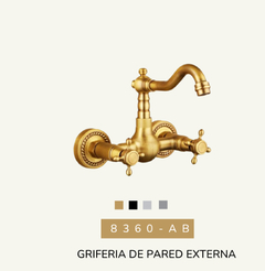 Griferia De Pared Externa Baño Vintage Bronce Antiguo - comprar online