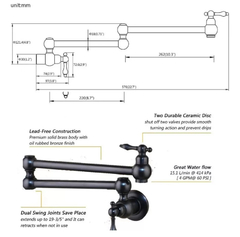 Imagen de Griferia cocina negro mate para ollas de pared monocomando