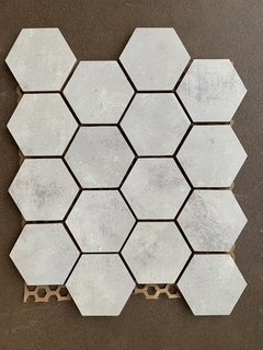 Malla Hexagonal Ceramica 70mm Ciment Gris - Mosaico BA