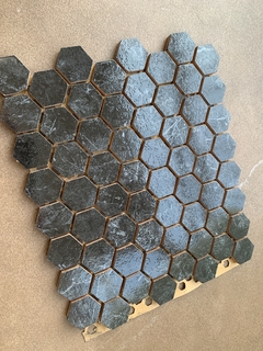 Malla Revestimiento Ceramica Hexagono 34mm Negro Marquina - Mosaico BA