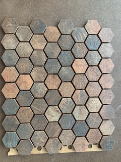 Malla Revestimiento Ceramica Hexagono 34mm Cotto Ferrite - Mosaico BA