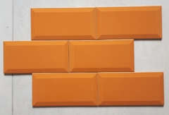 Azulejo Ceramica Española Subway 10x20cm Bisel NARANJA BRILLANTE por unidad suelta - Mosaico BA