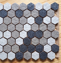 Malla Revestimiento Ceramica Hexagono 34mm Basalto Gama Gris