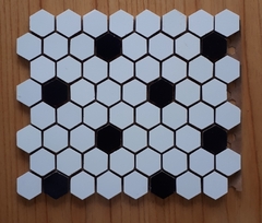 Malla Revestimiento Ceramica Hexagono 34mm combinado blanco y negro