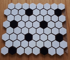 Malla Revestimiento Ceramica Hexagono 34mm combinado blanco y negro - Mosaico BA