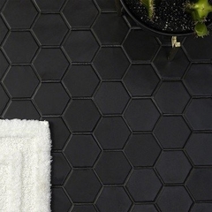 Malla hexagonal ceramica hexagono 34mm negro - Mosaico BA