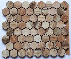 Malla Revestimiento Ceramica de 27x32cm hexágonos de 34mm color simil madera en internet